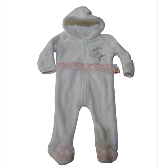 baby girls white fleece monkey bars onesie nwt - Picture 1 of 17